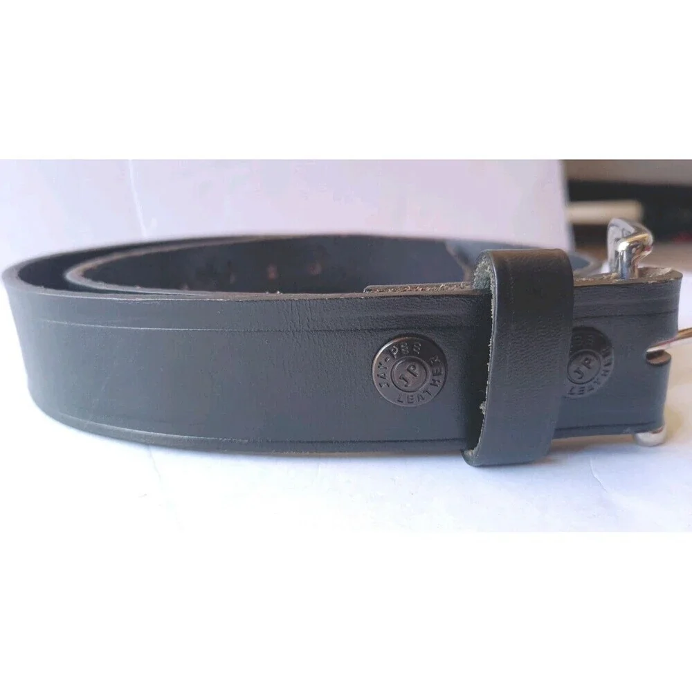 JayPee Top Grain  Leather Belt  Size 36 Black Brass Buckle Men's Bridle Cowhide